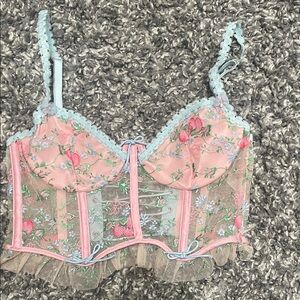 For Love And Lemons Pink and Blue Floral Bralette